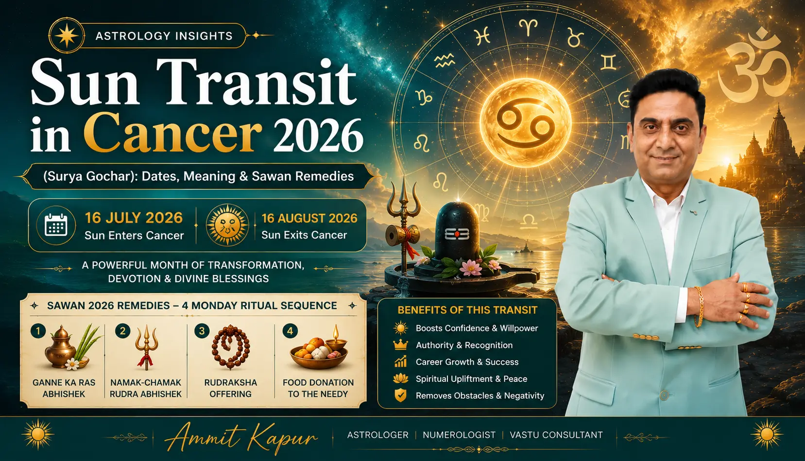 Sun Transit in Cancer 2026: Effects for All 12 Ascendants & Moon Signs
