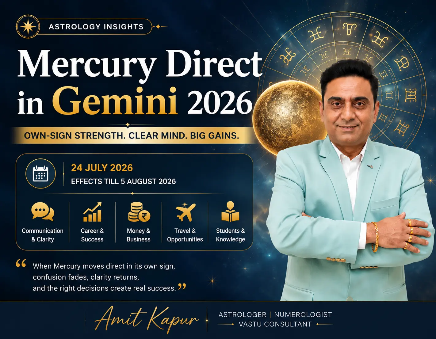 Mercury Direct in Gemini 2026 (Budh Gochar)