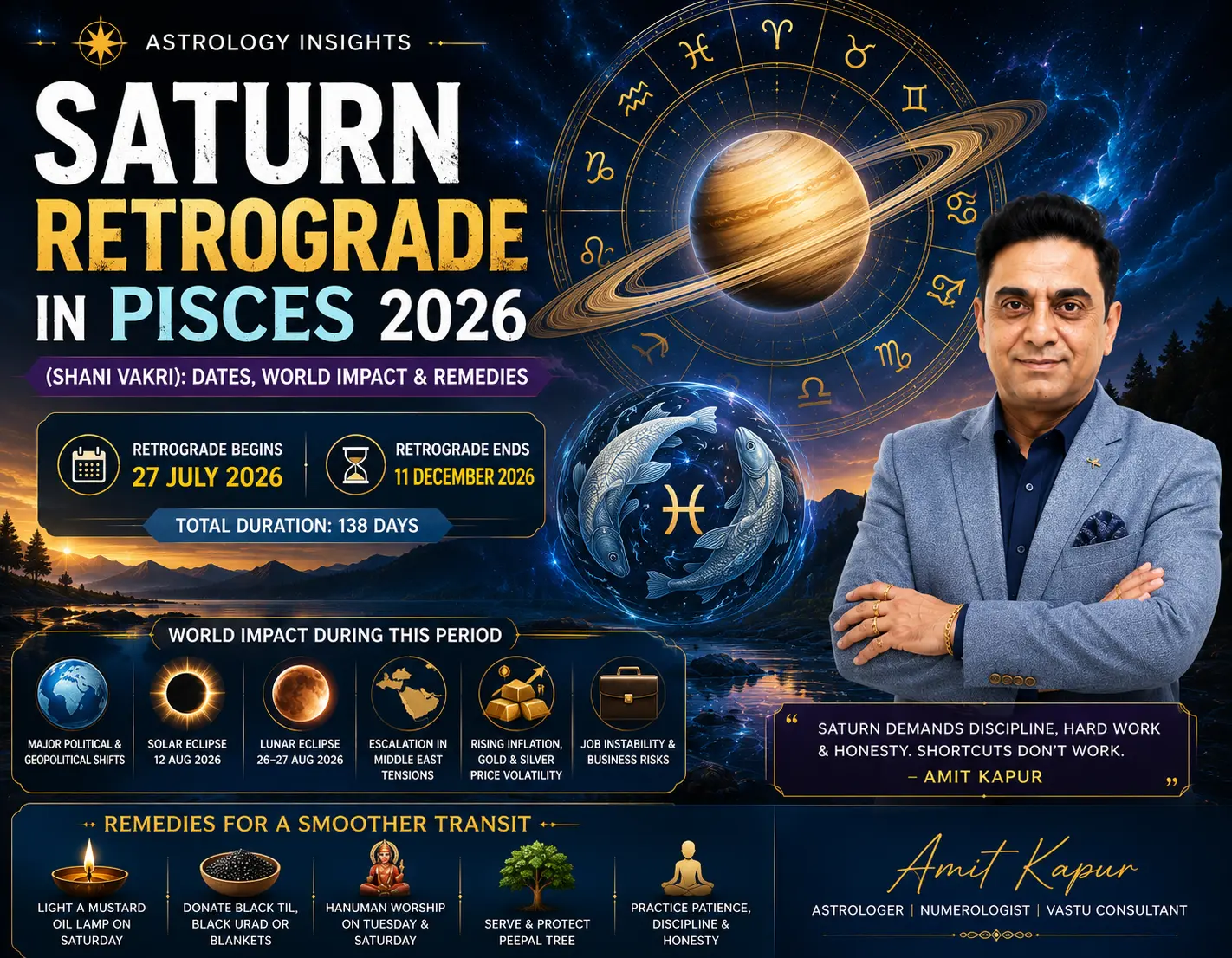 Saturn Retrograde in Pisces 2026: Dates, World Impact & Remedies