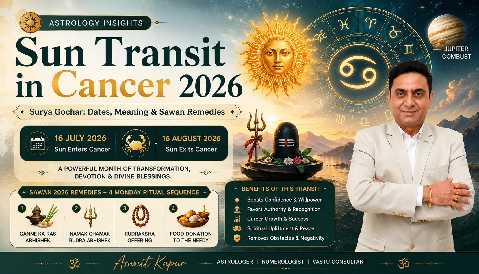 Sun Transit in Cancer 2026: Dates, Sawan Connection & Remedies