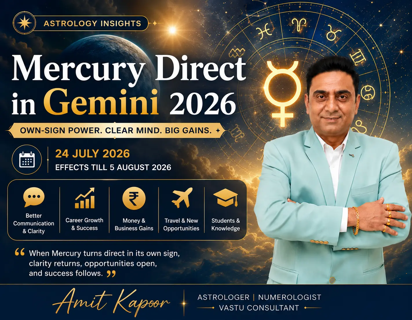 Mercury Direct in Gemini 2026: Effects on All 12 Zodiac Signs