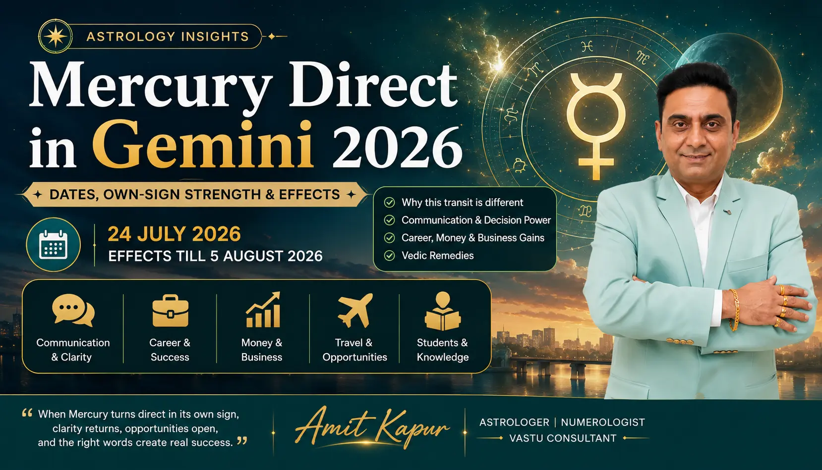 Mercury Direct in Gemini 2026 (Budh Gochar)