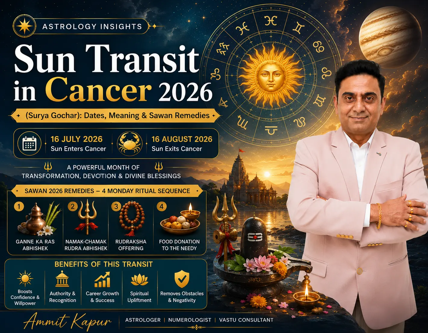 Sun Transit in Cancer 2026: Effects for All 12 Ascendants & Moon Signs