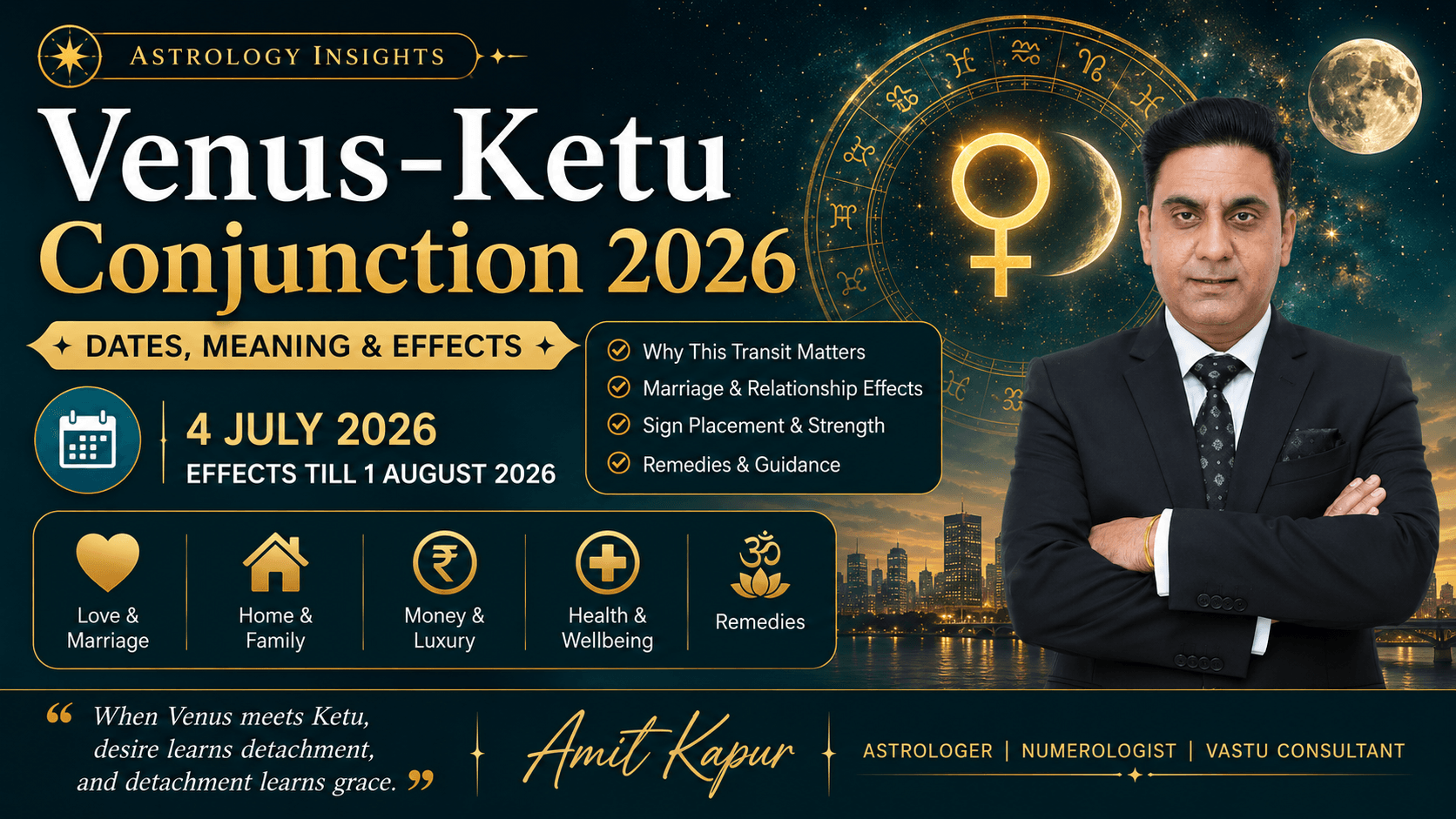 Venus-Ketu Conjunction 2026: Dates, Sign Placement & What It Really Means