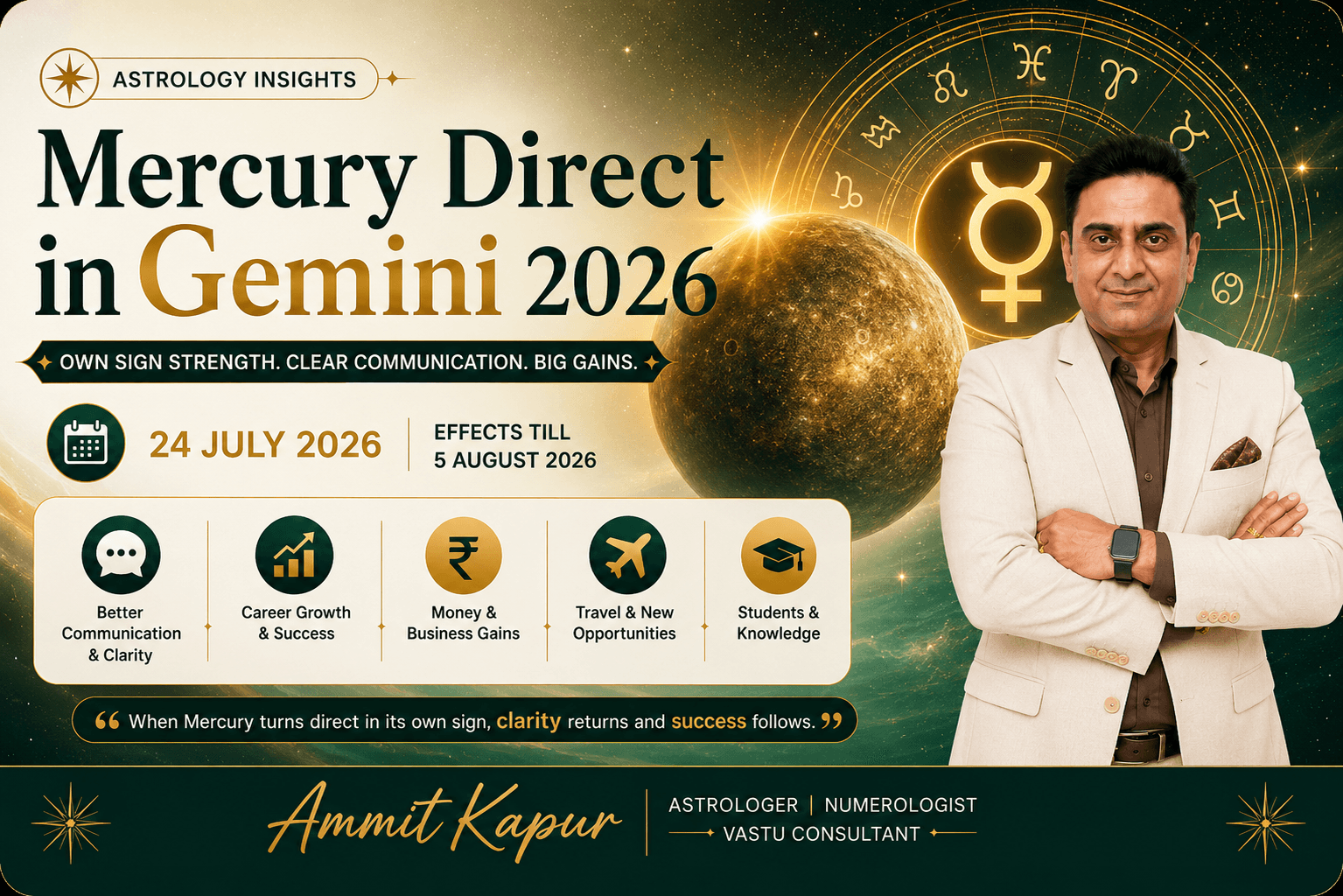 Mercury Direct in Gemini 2026: Effects on All 12 Zodiac Signs