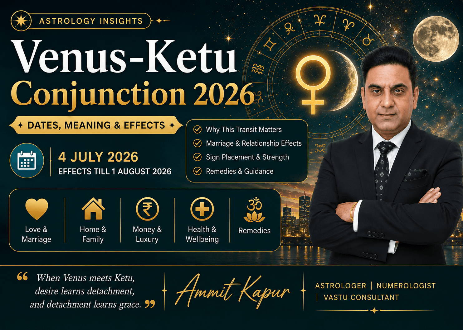 Venus-Ketu Conjunction 2026: Dates, Sign Placement & What It Really Means