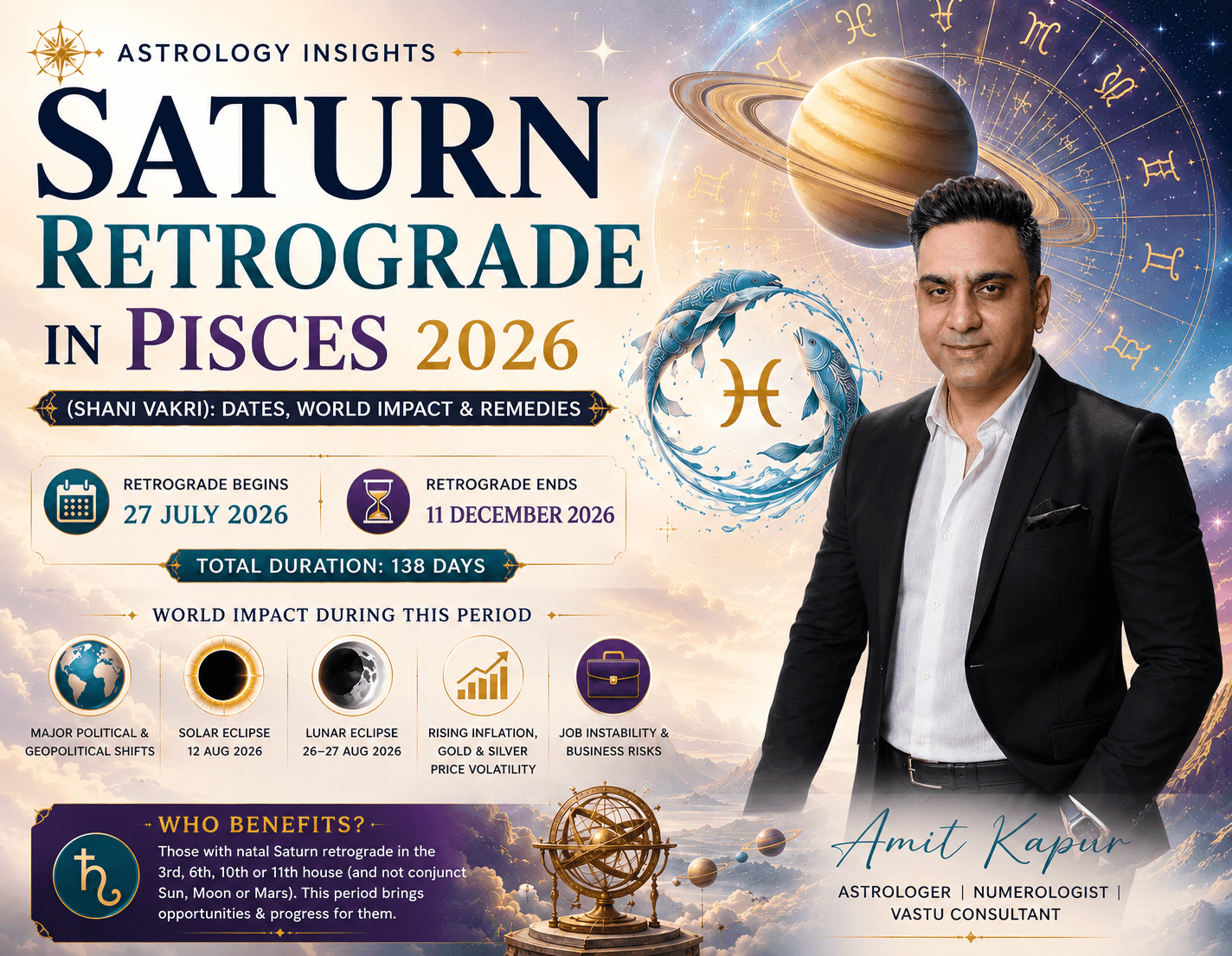 Saturn Retrograde in Pisces 2026: Effects for All 12 Ascendants & Moon