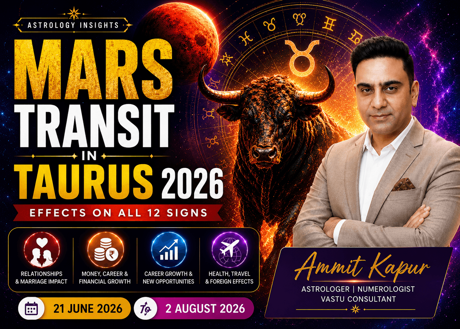 Mars Transit in Taurus 2026: Dates, Marriage & Effects