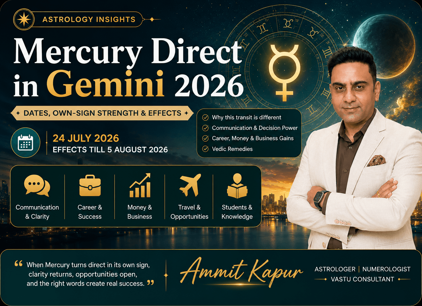 Mercury Direct in Gemini 2026 (Budh Gochar)