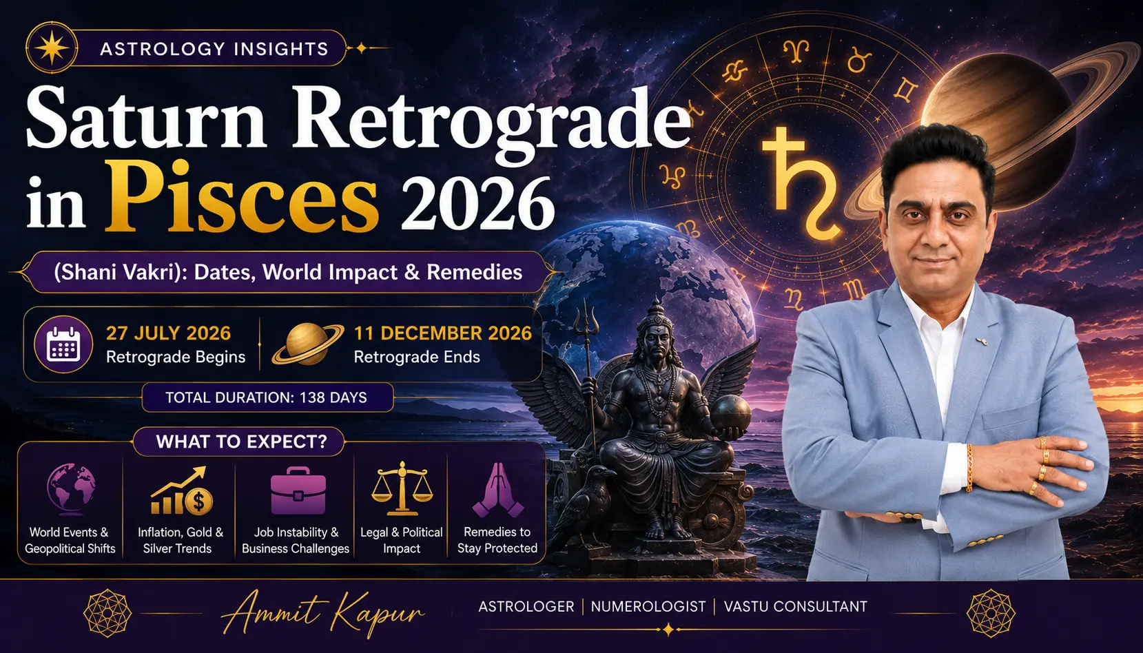 Saturn Retrograde in Pisces 2026: Dates, World Impact & Remedies