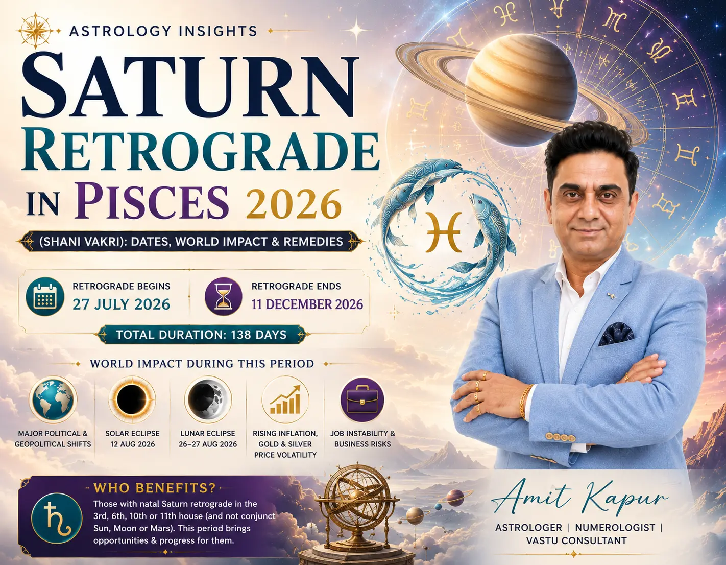 Saturn Retrograde in Pisces 2026: Effects for All 12 Ascendants & Moon