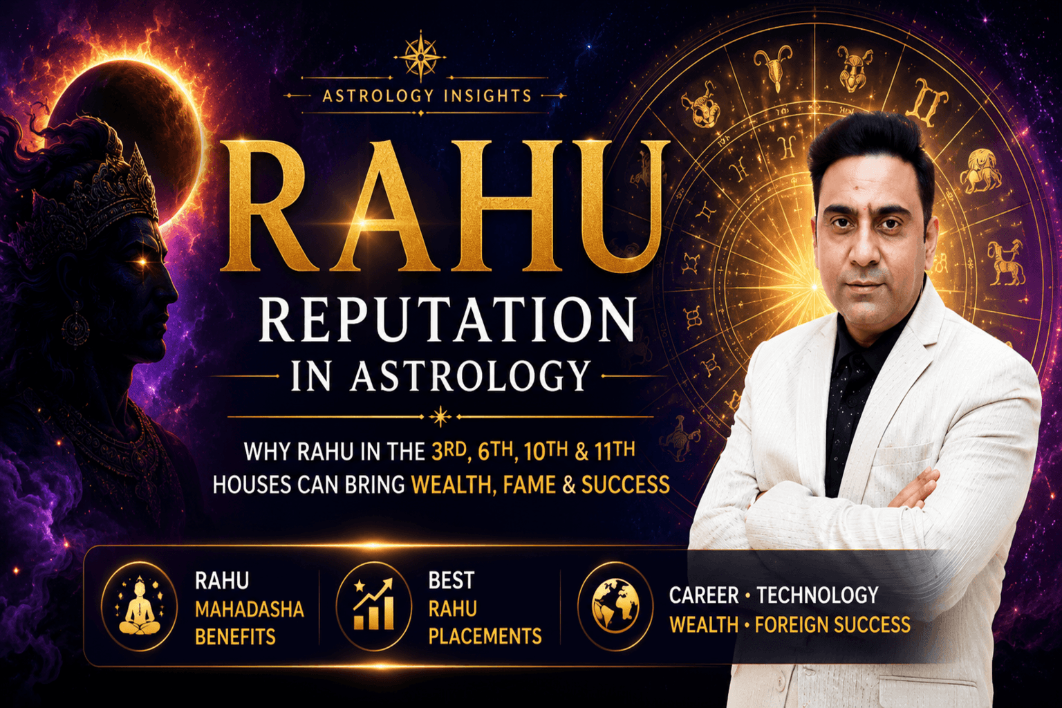 Rahu Placements in Astrology 2026 : Why Rahu in the 3rd, 6th, 10th & 11th Houses Can Become a Blessing