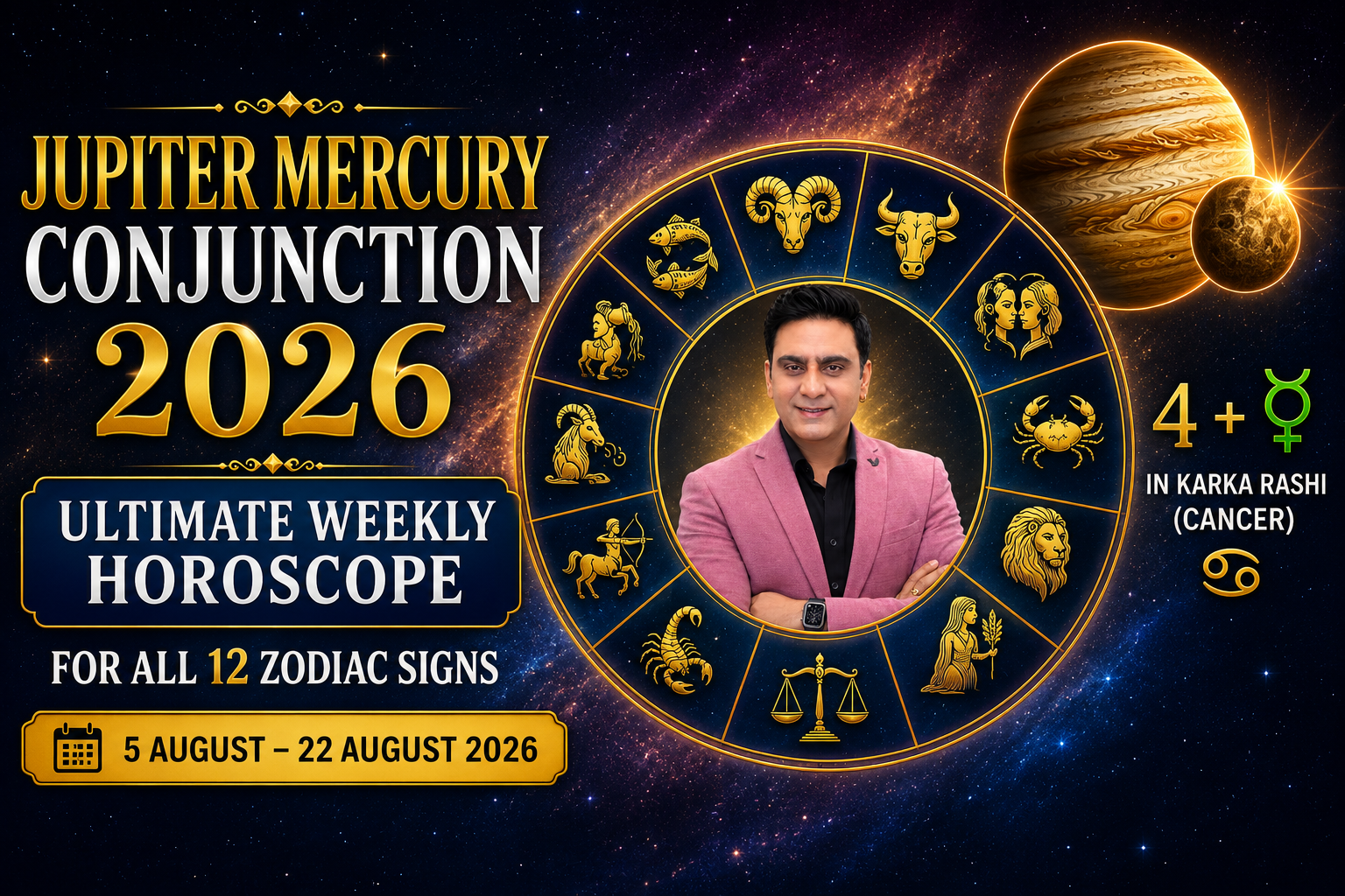 Jupiter – Mercury Conjunction in Cancer 2026: Weekly Horoscope (5 August – 22 August)