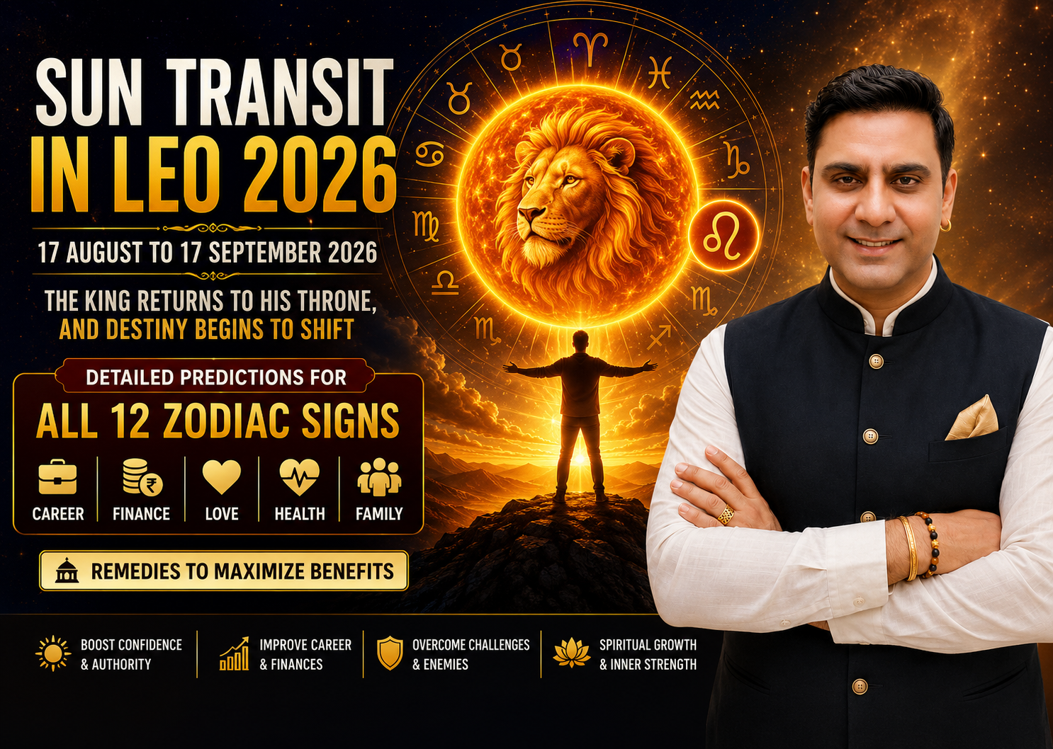 Sun Transit in Leo (Surya Gochar): From 17 August 2026 to 17 September 2026