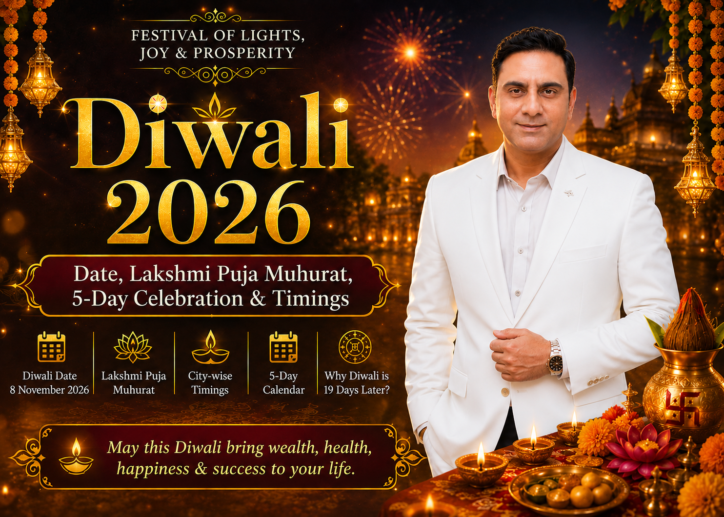 Diwali 2026: Date, Lakshmi Puja Muhurat, 5-Day Celebration and Astrological Significance
