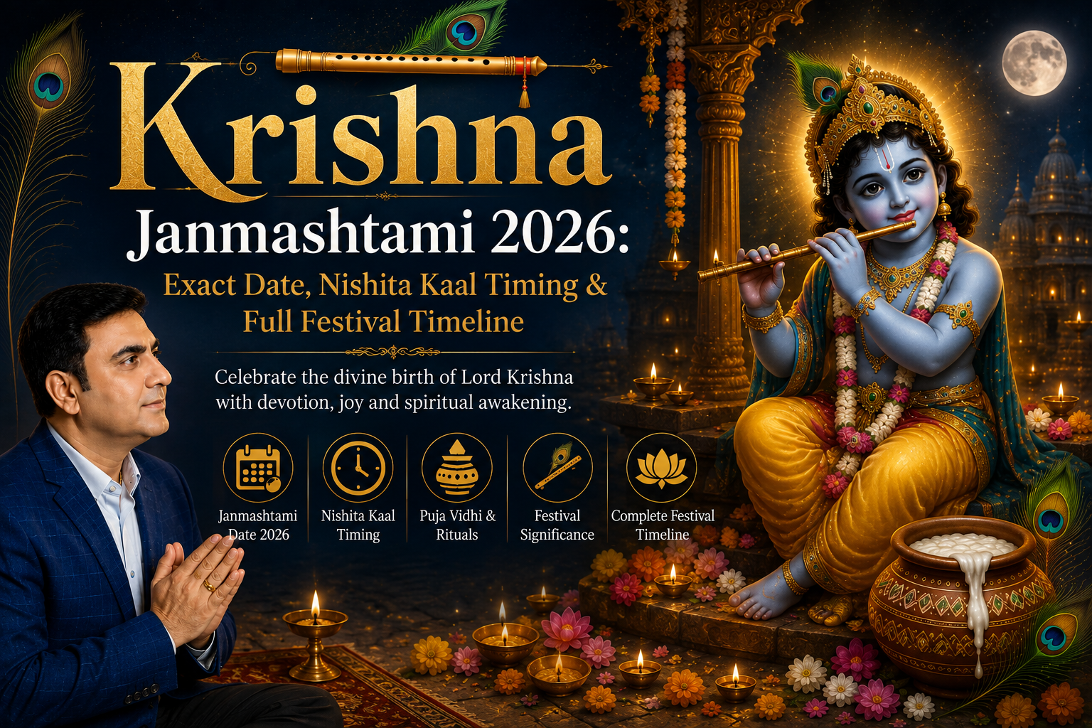 Krishna Janmashtami 2026: Exact Date, Nishita Kaal Timing & Full Festival Timeline