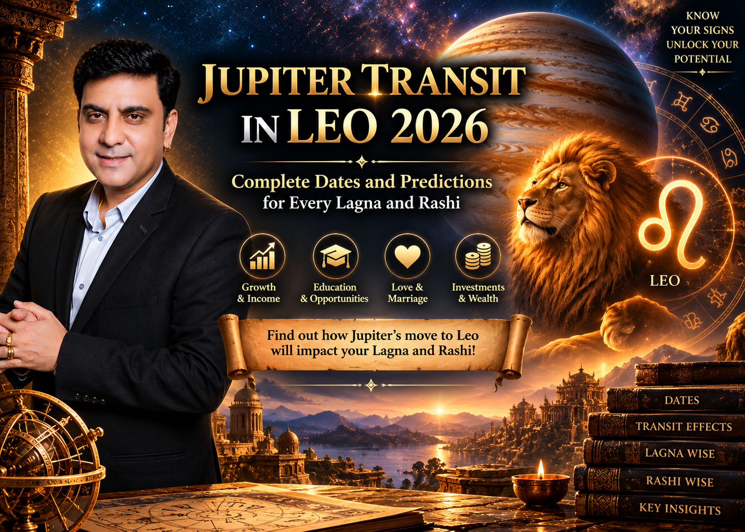 Jupiter Transit in Leo 2026: Complete Dates and Predictions for Every Lagna and Rashi