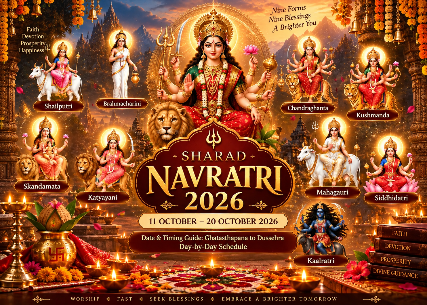 Sharad Navratri 2026 Date & Timing Guide: Ghatasthapana to Dussehra Schedule