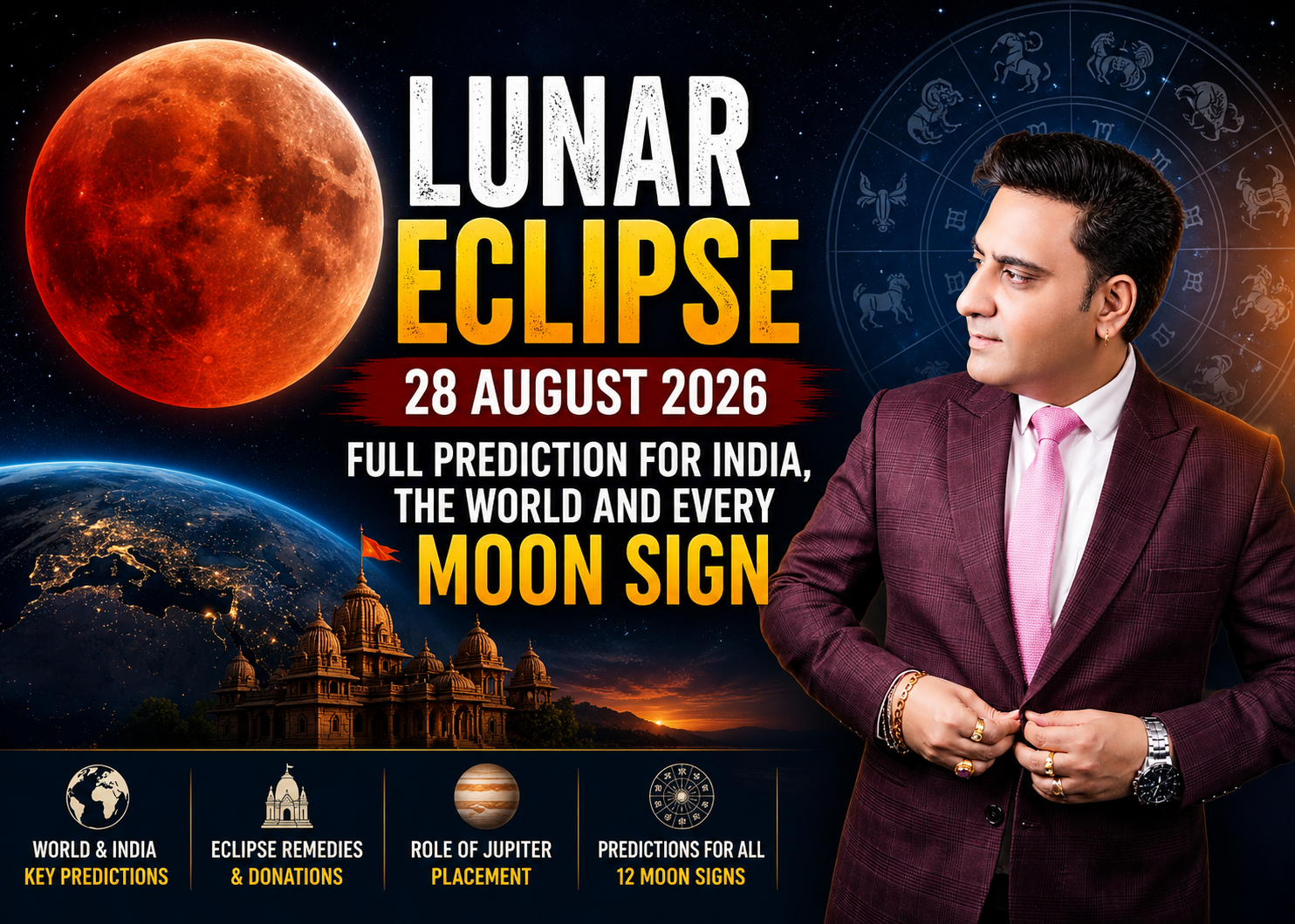 Lunar Eclipse 28 August 2026: Full Prediction for India, the World and Every Moon Sign