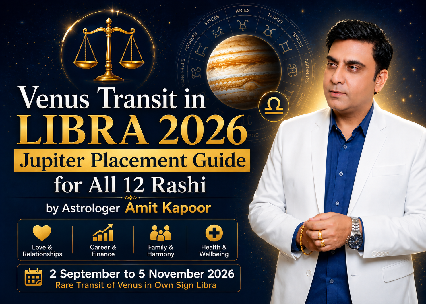 Venus Transit in Libra 2026: Jupiter Placement and Predictions for All 12 Rashi by Astrologer Amit Kapoor