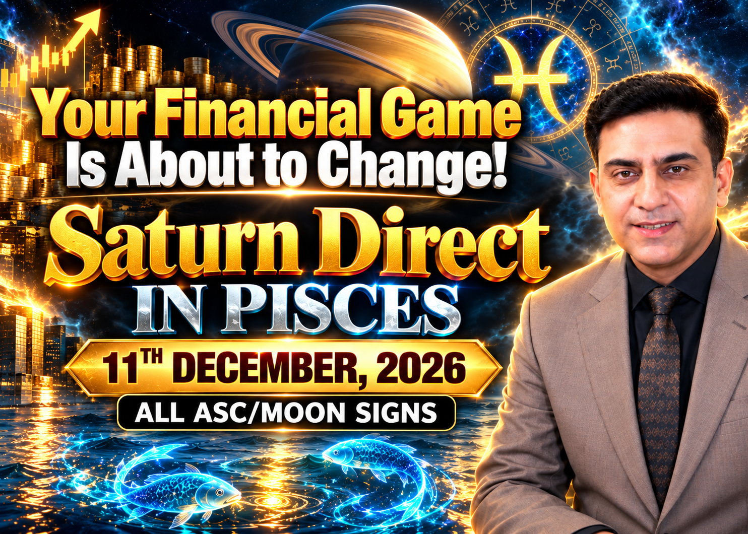 Saturn Direct in Pisces from 11 December 2026: Predictions for All 12 Asc and Moon Signs