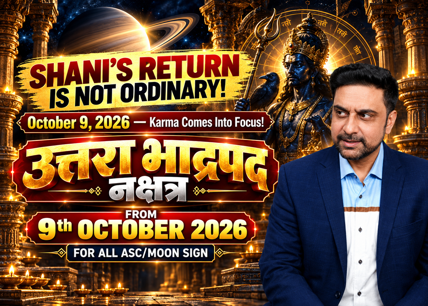 Saturn Transit 2026: Shani in Uttara Bhadrapad from 9th October for All Lagna and Rashi Signs