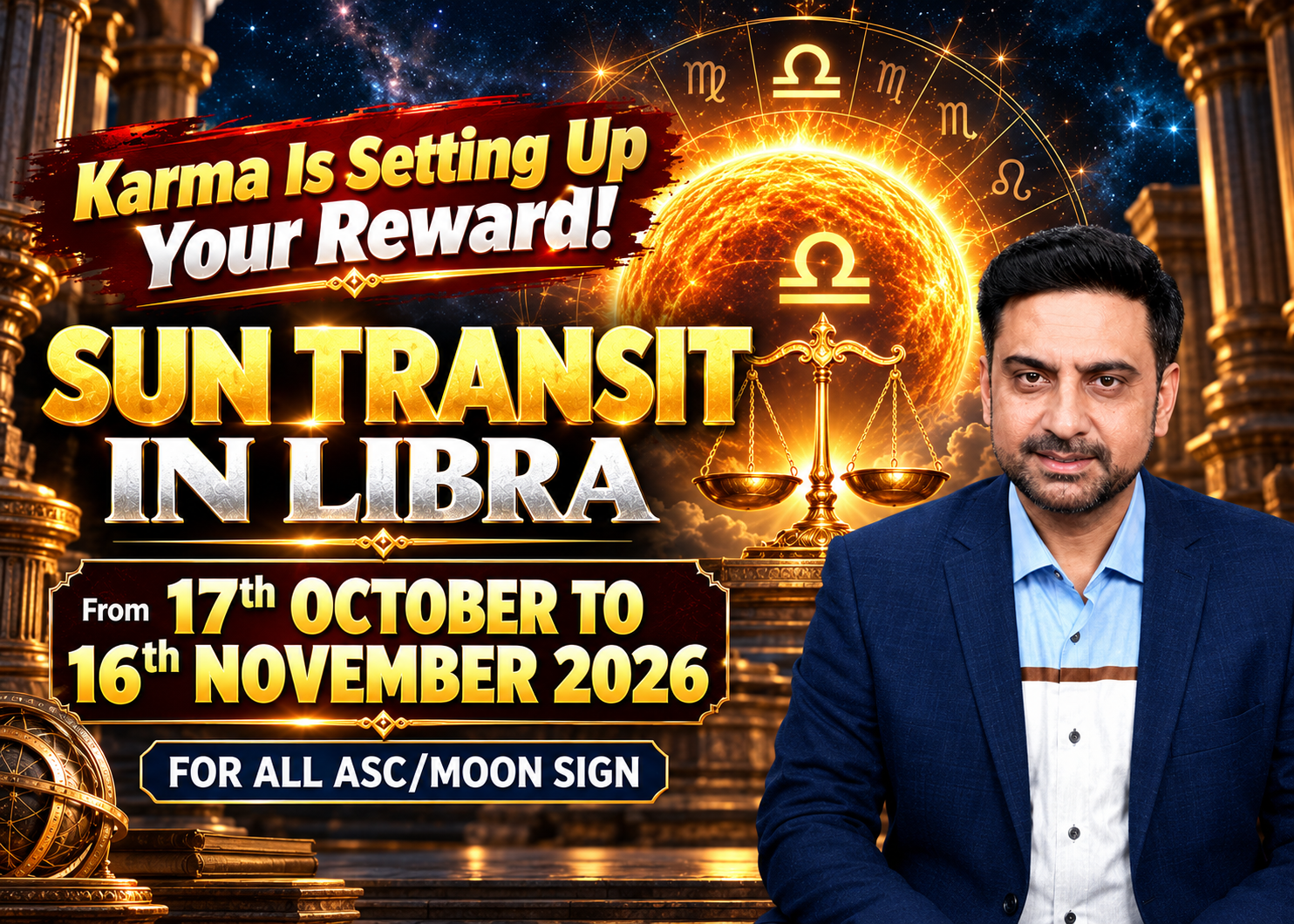 Sun Transit in Libra 2026: Effects on All Lagna and Rashi (17 October to 16 November)